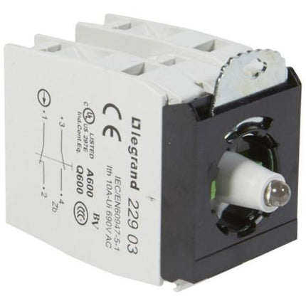 022980Legrandوحدة فرعية Osmoz مضيئة 2 NO/NC بيضاء 12-24V