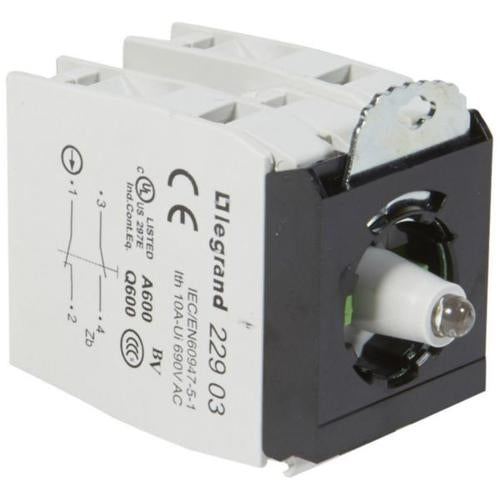 022980Legrandوحدة فرعية Osmoz مضيئة 2 NO/NC بيضاء 12-24V