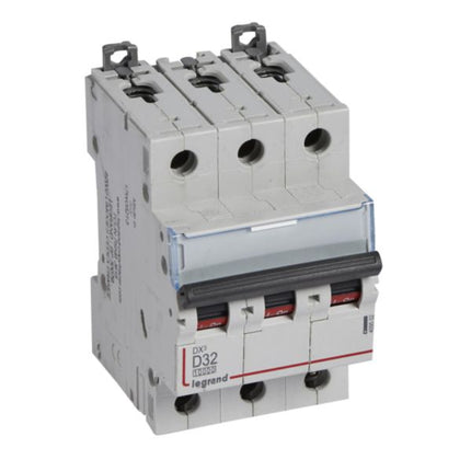 409502Legrandقاطع دائرة Legrand DX3 ثلاثي الأقطاب 32 أمبير منحنى D 10 كيلو أمبير