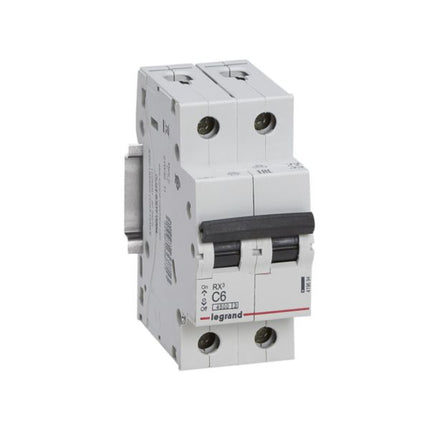 419694Legrandقاطع دائرة لوغراند MCB RX3 4500A ثنائي القطب 6A منحنى C