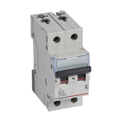 404114Legrandقاطع دائرة MCB TX3 10000A ثنائي القطب 25A منحنى B