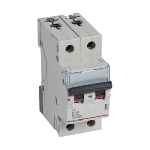 404114Legrandقاطع دائرة MCB TX3 10000A ثنائي القطب 25A منحنى B