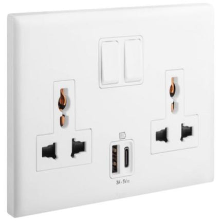 618055Legrandإيلويه موصل ثنائي متعدد المعايير مع منافذ USB A+C أبيض