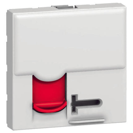 076595Legrandموزاييك - مقبس RJ45 الفئة 6 FTP وحدتان أبيض مع مصراع أحمر