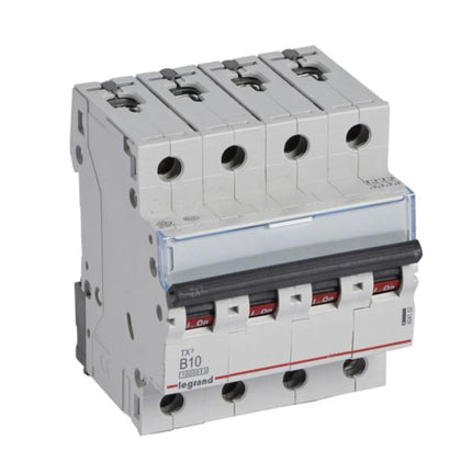 404152Legrandقاطع دائرة Legrand TX3 رباعي الأقطاب 10A بسعة 10kA
