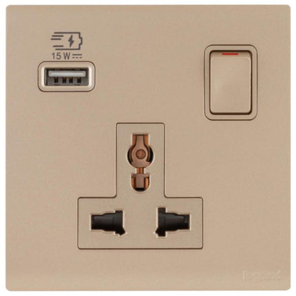 MEC33081RGLegrandمقبس أوبريا أحادي 16A متعدد المعايير مع USB من النوع A 15W ذهبي وردي