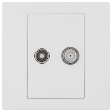 MEC41069WHLegrandمقبس تلفاز مزدوج Obria من نوع F لامع أبيض