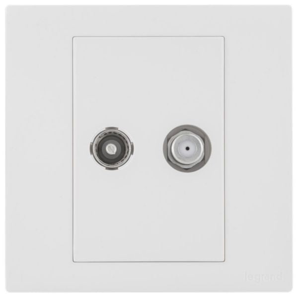 MEC41069WHLegrandمقبس تلفاز مزدوج Obria من نوع F لامع أبيض