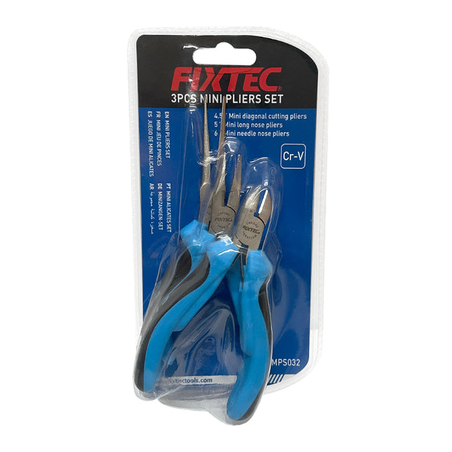 FHMPS032Fixtecمجموعة الكماشات الصغيرة من FIXTEC 3 قطع CR-V مطلية بالنيكل