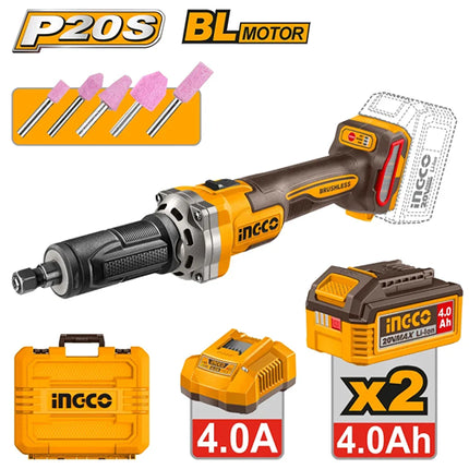 CDGLI20012INGCOمجموعة الطحن اللاسلكية Ingco بقوة 20V بحجم 6 ملم CDGLI20012