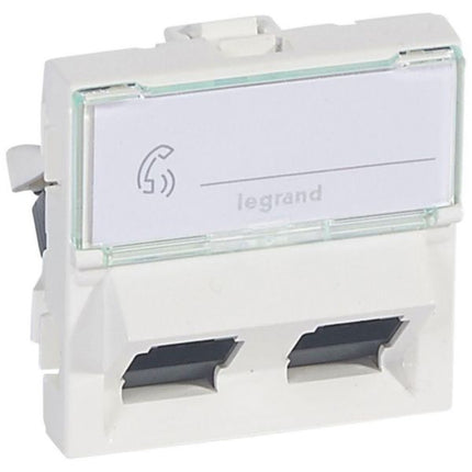 076504Legrandموزاييك - مقبس RJ45 مزدوج مائل 45° فئة 6 UTP 2 وحدات أبيض