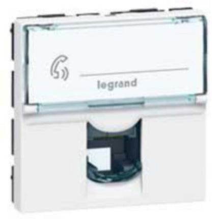 078731Legrandمقبس هاتفي Legrand Mosaic RJ11 بـ 4 جهات اتصال وحدتان أبيض