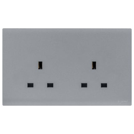 MEC31033SLLegrandمقبس أوبريا ثنائي المجموعة BS 13A بدون مفتاح فضي داكن