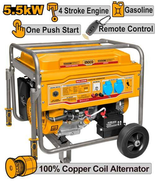 GE55003RCINGCOمولد كهربائي بنزين GE55003RC 5.5 كيلو واط بتشغيل عن بعد
