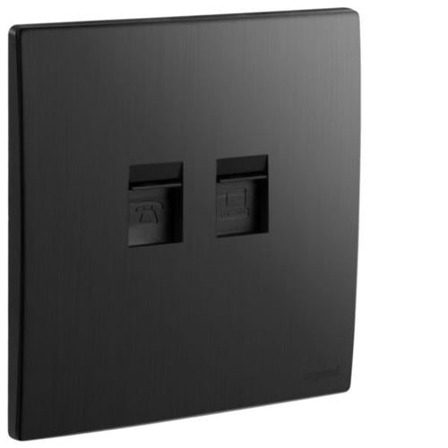 281166BBLegrandمقابس RJ11 و RJ45 فئة 6 UTP من ليجراند لون أسود مصقول