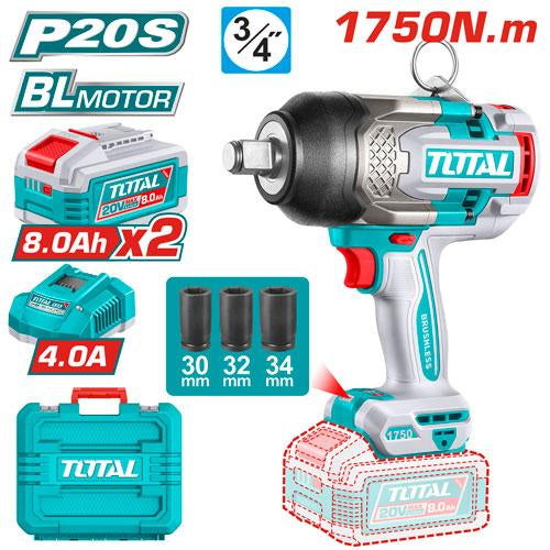 TIWLI20175Total Toolsمفتاح الربط اللاسلكي TIWLI20175 بمحرك بدون فرش 20V