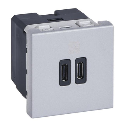 077632LLegrandشاحن موزايك USB بمودول مزدوج 30 واط نوع C توصيل الطاقة ألومنيوم