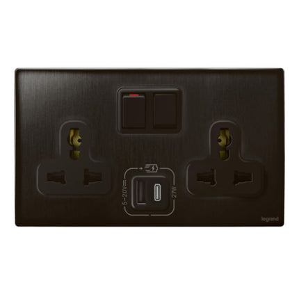 281138BBLegrandملليا سنسز مقبس ثنائي متعدد المعايير مع شاحن USB 27W