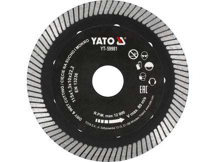 YT-59981Yatoشفرة ماس تربو ياتو للبلاط المركب الصلب 115 ملم