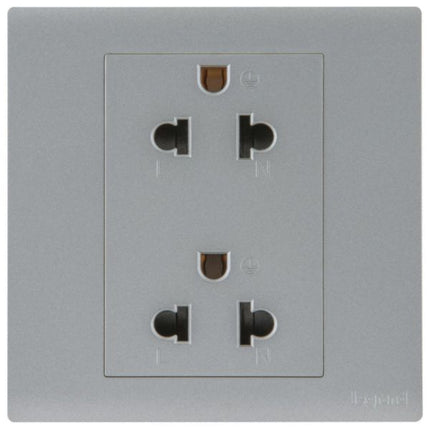 MEC31049SLLegrandمقبس أوبريا أحادي الفتحة يورو-أمريكي 16A مزدوج فضي غامق