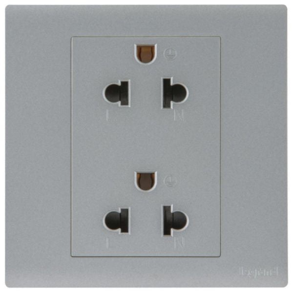 MEC31049SLLegrandمقبس أوبريا أحادي الفتحة يورو-أمريكي 16A مزدوج فضي غامق