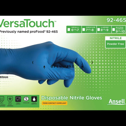 92-465Ansellقفازات VersaTouch 92-465 نيتريل زرقاء داكنة