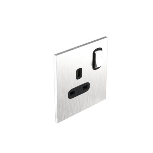 AR-68122Legrandآرت دارنولد مقبس معيار بريطاني أحادي 13 أمبير 250 فولت مزدوج القطب مع مفتاح فولاذ مصقول
