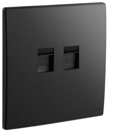 281166BBLegrandمقابس RJ11 و RJ45 فئة 6 UTP من ليجراند لون أسود مصقول