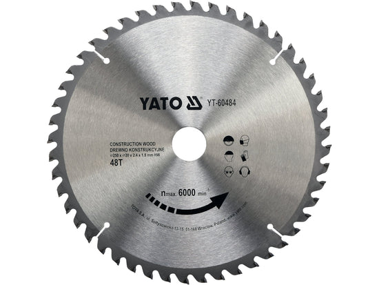 YT-60484Yatoشفرة منشار دائري TCT من YATO لقطع الخشب الإنشائي 250x30 ملم