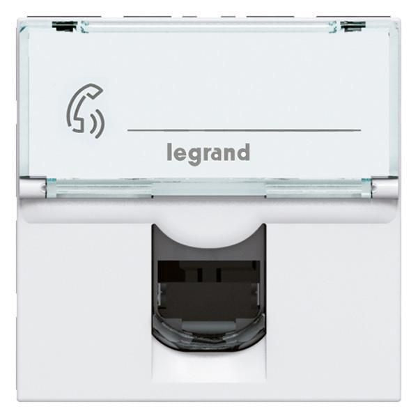 078731Legrandمقبس هاتفي Legrand Mosaic RJ11 بـ 4 جهات اتصال وحدتان أبيض