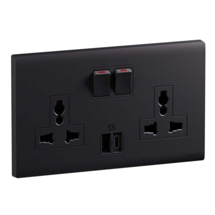MEC33082BLLegrandمقبس أوبريا ثنائي المجموعة 16A متعدد المعايير مع USB من النوع A+C 15W أسود مات