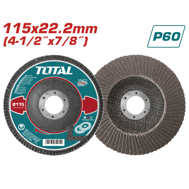 TAC6311560Total Toolsقرص الصنفرة العالي السرعة TOTAL TAC6311560 بحجم 115 ملم P60