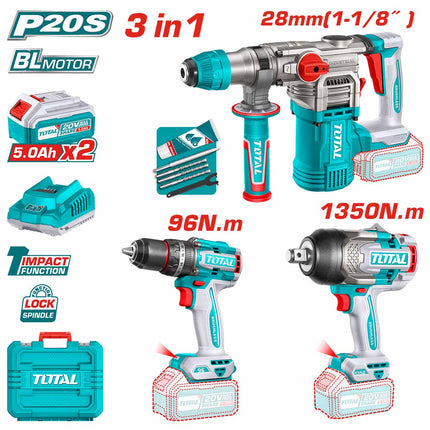TOSLI250281Total Toolsطقم توتال TOSLI250281 لي-أيون 3 قطع