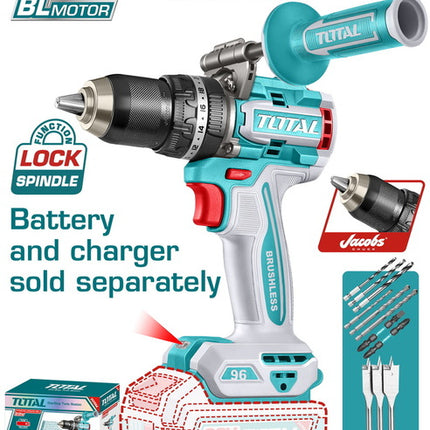 TIDLI209685Total Toolsمثقاب التأثير اللاسلكي بدون فرش TOTAL 20V ليثيوم أيون 96Nm