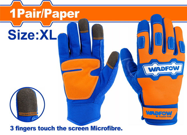 WMG1E03Wadfow قفازات ميكانيكية WADFOW ميكروفايبر PVC XL