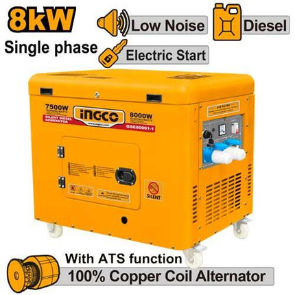 GSE80001-1INGCOمولد الديزل الصامت GSE80001-1 بقوة 8.0 كيلوواط 220 فولت