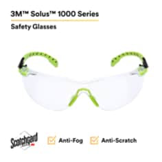 000511312718213Mنظارات السلامة 3M Solus 1000 Series S1201SGAF أخضر/أسود عدسات شفافة مضادة للضباب