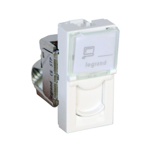 076583Legrandموصل Legrand Mosaic RJ45 فئة 6 محمي STP وحدة واحدة أبيض مضاد للبكتيريا
