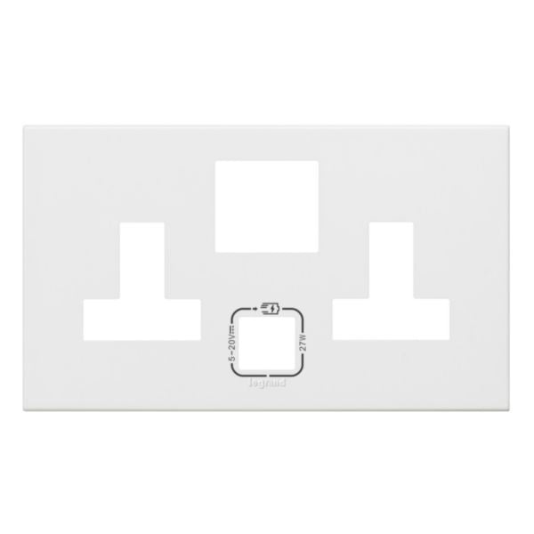 575437Legrandلوحة Legrand ثنائية المقبس BS 13A مع مفتاح وUSB 27W أبيض