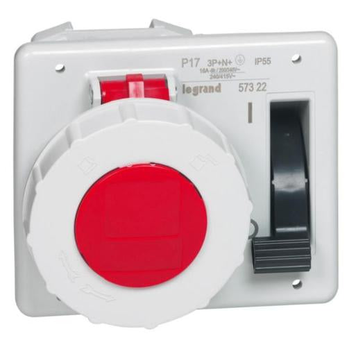 057322Legrandمقبس لجراند P17 تيمبرا مقفول مع مفتاح IP55 16A 3P+N+E