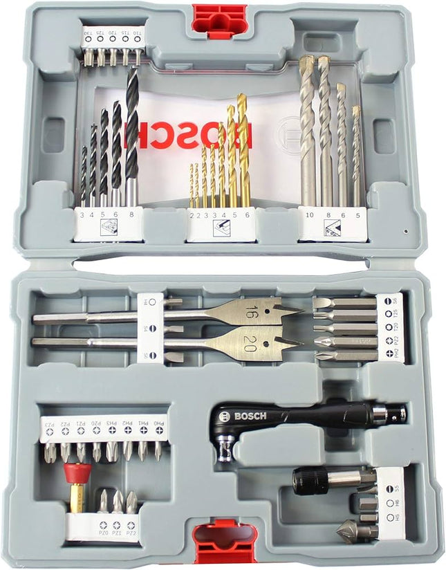 Screwdriver + Drill Bit Silver Set Wood/Concrete/Metal - 49pcs