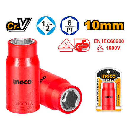 HIHAST12101INGCOمقبس سادس معزول بقياس 1/2 بوصة INGCO 10 ملم HIHAST12101