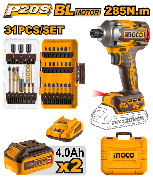 COSLI240966INGCOمشغل التأثير اللاسلكي بدون فرش Ingco 20V من BUILDMATE COSLI240966