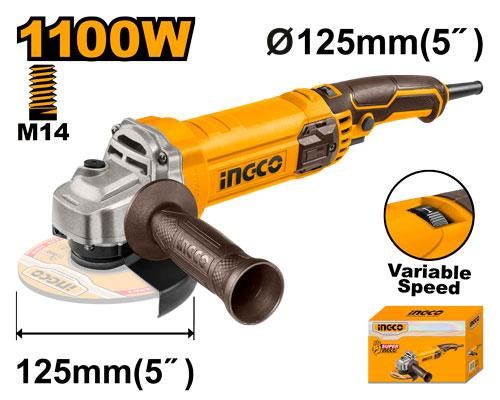 AG1100385INGCOمطحنة الزوايا INGCO AG1100385 125 ملم 1100 واط احترافية