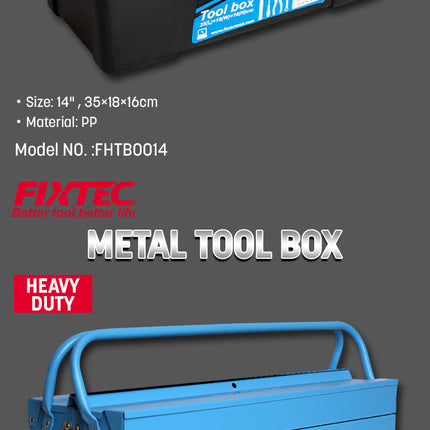 FHTB0014Fixtecصندوق أدوات بلاستيكي محمول 14 بوصة من فيكستك FHTB0014