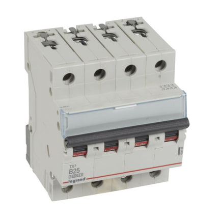 404156Legrandقاطع دائرة Legrand TX3 رباعي الأقطاب 25A 10kA