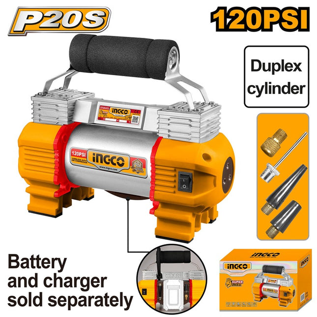 CACLI2026INGCOضاغط هواء أوتوماتيكي لاسلكي INGCO 20V بقوة 120PSI CACLI2026