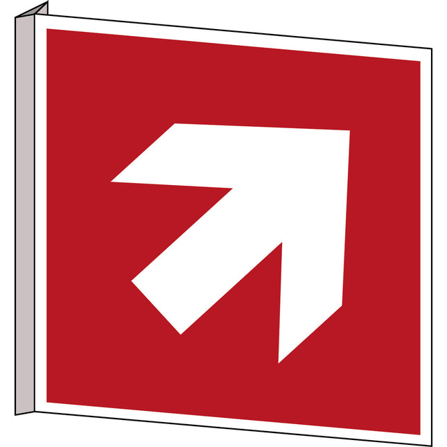 ISO Safety Sign  Direction arrow  45 degree fire fighting