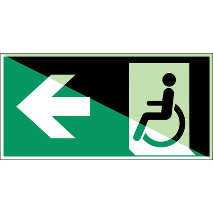 ISO Safety Sign  Emergency exit for people unable to walk or with walking impairment left