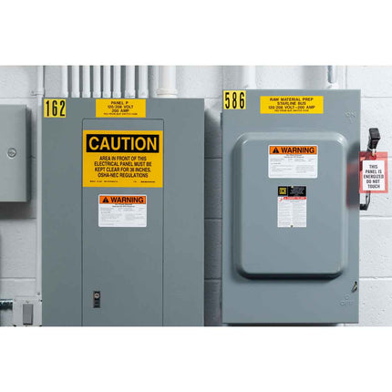 BBP85 General Purpose PrePrinted OSHA CAUTION Vinyl Labels